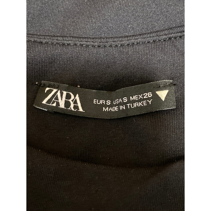 Zara Women's Black Sleeveless High Neck Tank Cami Thong Bodysuit Top Size S