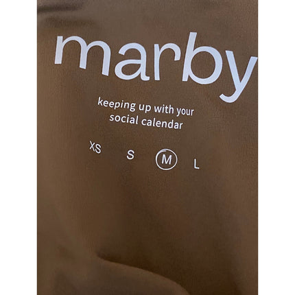Marby Women's Tan Halter Collared V Neck Yoga Workout Athletic Crop Top Size M