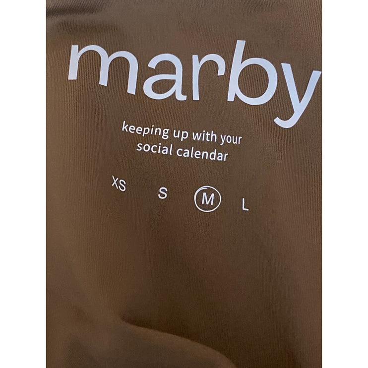 Marby Women's Tan Halter Collared V Neck Yoga Workout Athletic Crop Top Size M