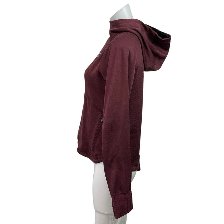New Balance Women's Maroon Red Heat Green Hoodie Hooded Running Sweatshirt M
