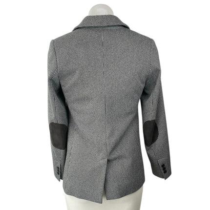 Ann Taylor LOFT Black Houndstooth Elbow Patch Long Sleeve Blazer Coat Jacket 0