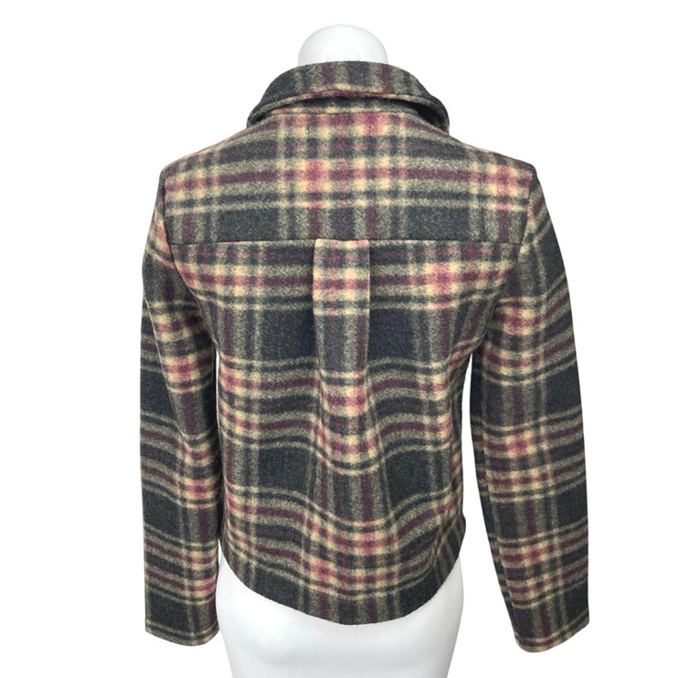Banana Republic Black Multicolor Plaid Flannel Snap Button Down Shirt Jacket XS