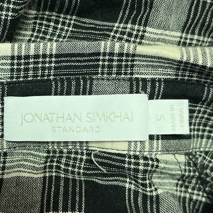 Jonathan Simkhai Black Plaid Checkered Short Sleeve Button Up Mini Shirt Dress S