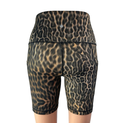 Yogalicious Lux Leopard Animal Print Yoga Workout Athletic Biker Shorts Size S