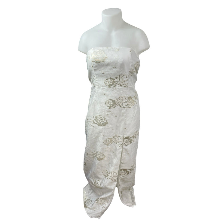 Lulus Cultivated Love Floral Jacquard Sleeveless Bandeau Maxi Sheath Dress Sz XL