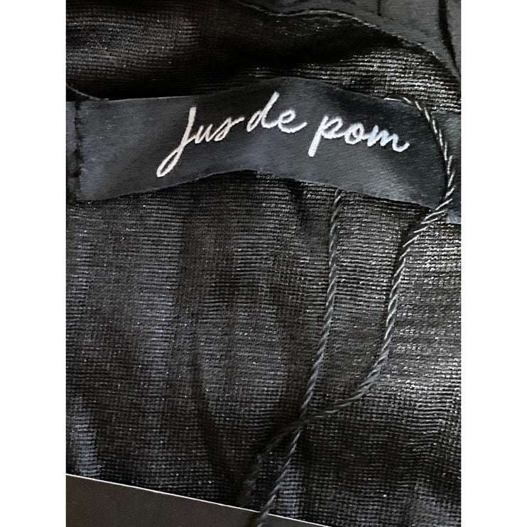 NEW Jus de Pom Black Long Sleeve V Neck Tiered Ruffle Mini A-Line Dress Size S/M