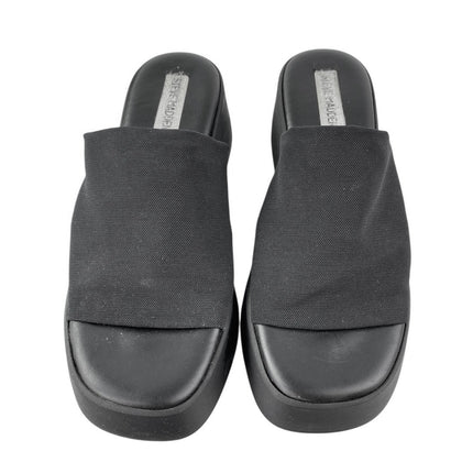 Steve Madden Slinky Black Open Toe Slip On Platform Wedge Sandals Size 41 US10.5