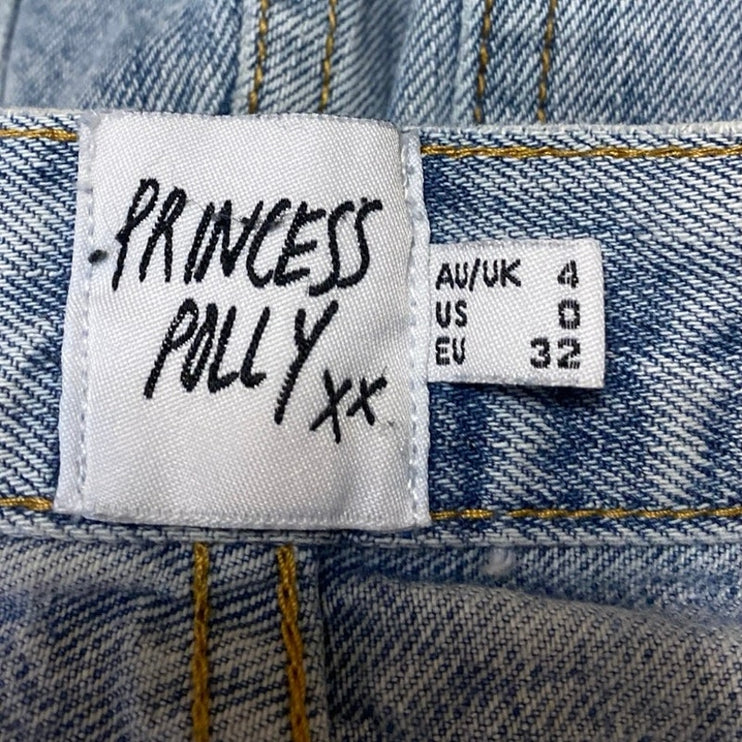 Princess Polly Women's Blue Light Wash High Waisted Straight Denim Jeans Size 0