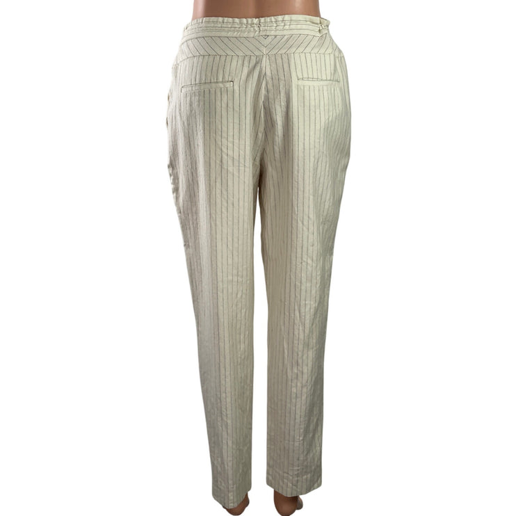 Derek Lam 10 Crosby Women's Cream Wool Striped High Rise Trousers Pants Size 4
