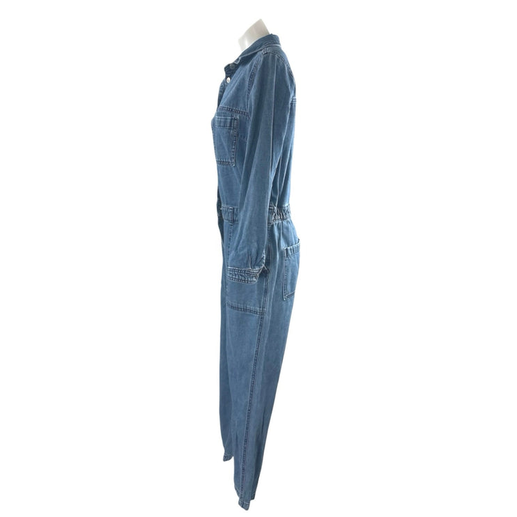 Old Navy Blue Collared Long Sleeve Button Down Denim Coverall Romper Jumpsuit M