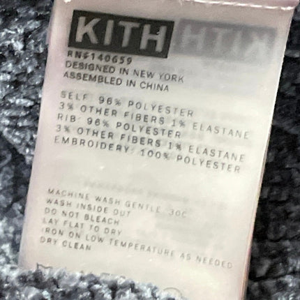 Kith Mica Womens Black Long Sleeves Logo Cropped Crewneck Pullover Sweater Top L