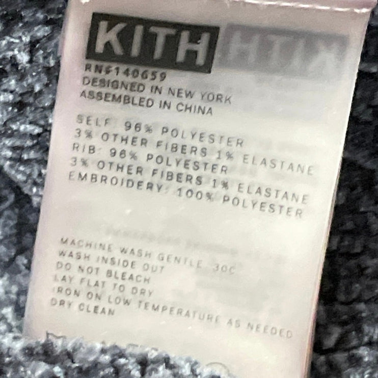 Kith Mica Womens Black Long Sleeves Logo Cropped Crewneck Pullover Sweater Top L