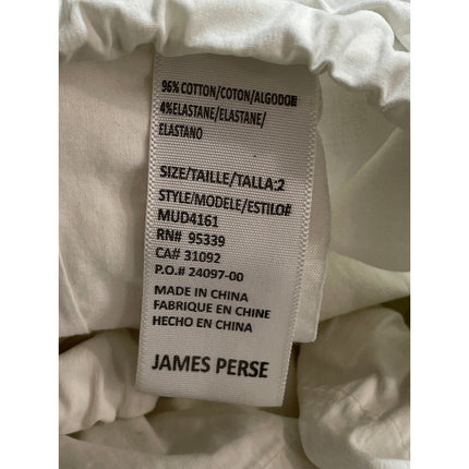 James Perse Men's White High Waist Drawstring Summer Beach Swim Bermuda Shorts 2