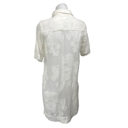 Aritzia Wilfred Hemistiche White Semi Sheer Short Sleeve Mini Shirt Dress Sz XS