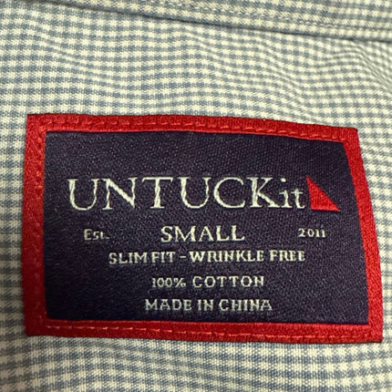 Untuckit Men's Blue Gingham Checkered Long Sleeve Button Down Shirt Top Size S