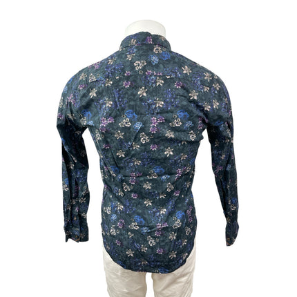 Ted Baker Men's Blue Floral Long Sleeve Modern Fit Button Down Shirt Top Size 15