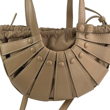 Bottega Veneta Women's Beige Leather Boho Crossbody Strap Shell Tote Handbag