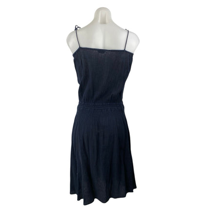 J.Crew Black Sleeveless Cami Camisole Tie Strap Drawstring Mini Tank Dress Sz S