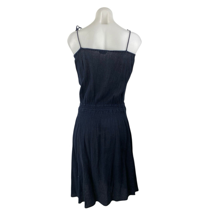 J.Crew Black Sleeveless Cami Camisole Tie Strap Drawstring Mini Tank Dress Sz S