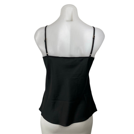 Lulus Women's Black Silky Satin Lace Trim Cowl Neck Sleeveless Cami Tank Top XL