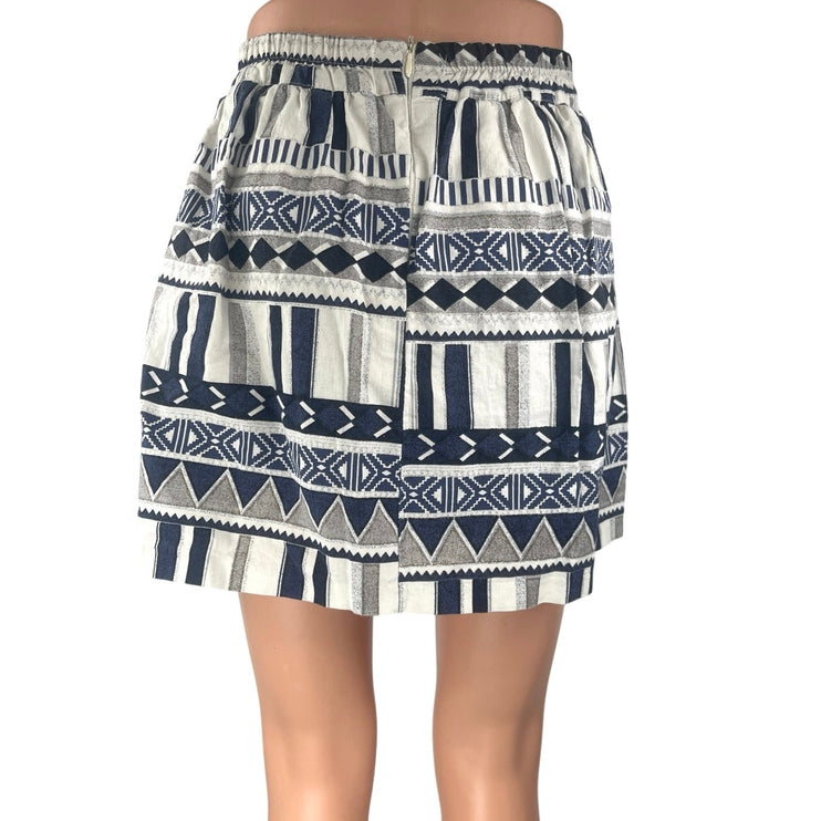 The Shew Women's Navy White Geometric Print Zipper Mini A-line Skirt Size S