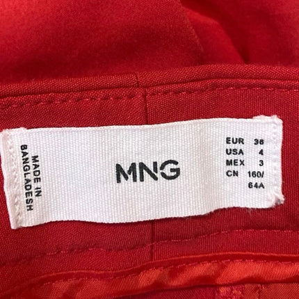 MNG Mango Women's Red High Waisted Tapered Leg Cropped Trousers Pants Size 4