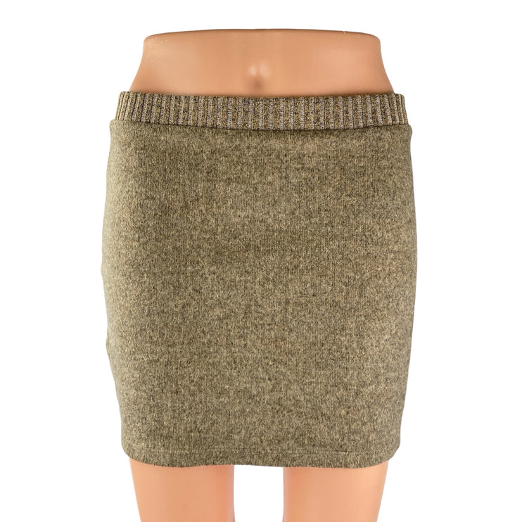 Zara Women's Tan Knit High Waisted Mini Straight Pencil Sweater Skirt Size S