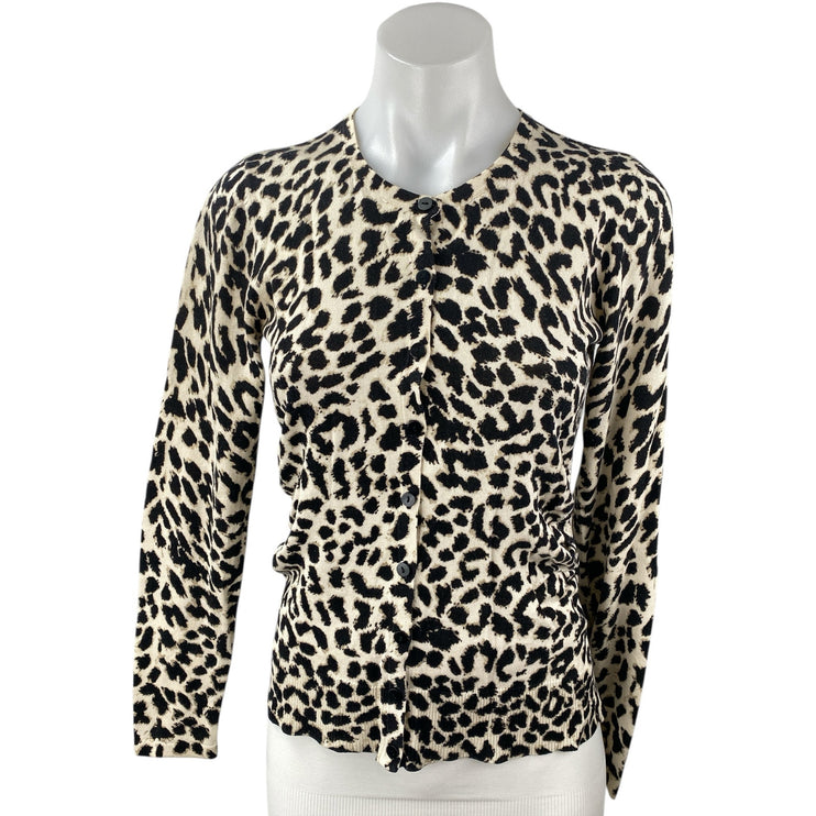 Ann Taylor Silk Cashmere Animal Leopard Print Long Sleeve Button Up Shirt Top S