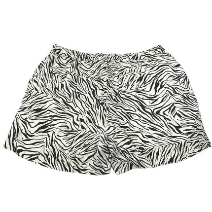 Cynthia Rowley Black White Linen Zebra Animal Print Drawstring Shorts Size 2X