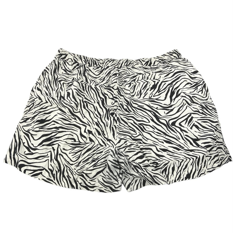 Cynthia Rowley Black White Linen Zebra Animal Print Drawstring Shorts Size 2X
