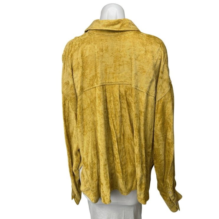 Isabel Marant Fanao Yellow Gold Corduroy Velvet Long Sleeve Button Up Shirt Top