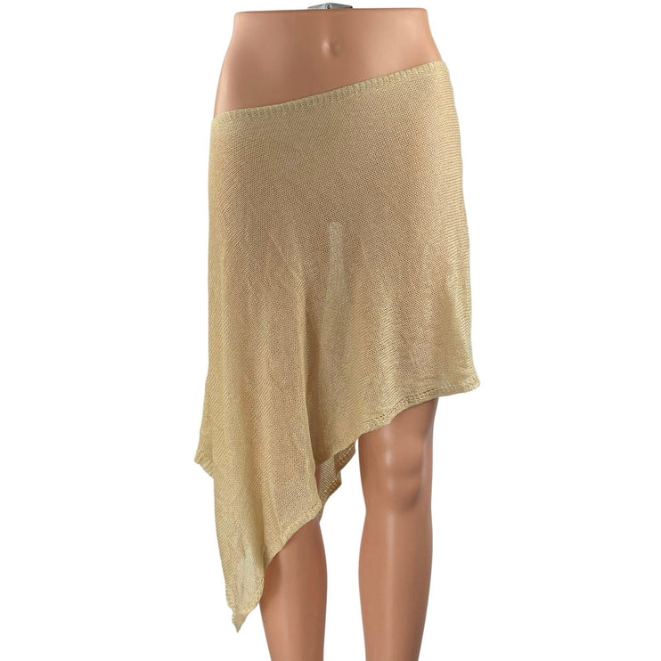 NEW Edikted Women's Beige Asymmetric Open Knit Sheer Beach Cover Up Skirt Size M