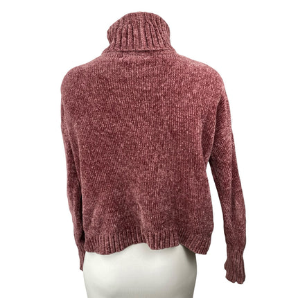 Pink Rose Women's Pink Turtle Neck Long Sleeve Crop Sweatshirt Sweater Top Sz M