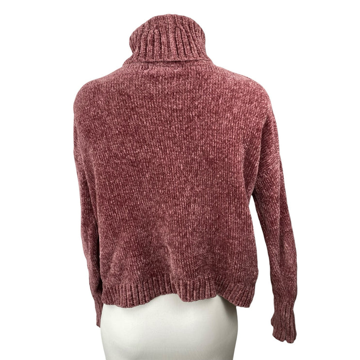 Pink Rose Women's Pink Turtle Neck Long Sleeve Crop Sweatshirt Sweater Top Sz M