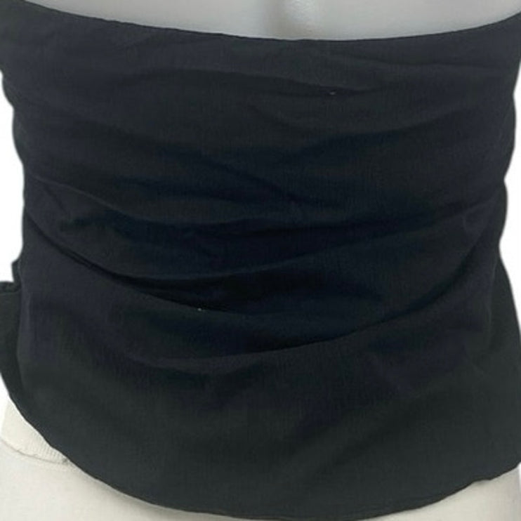 Abercrombie & Fitch Black Strapless Ruched Bandeau Asymmetric Blouse Top Size L