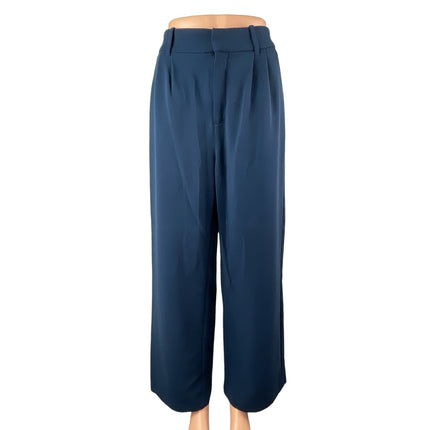 Abercrombie & Fitch Women's Navy Blue Wide Leg High Rise Trousers Pants Size M