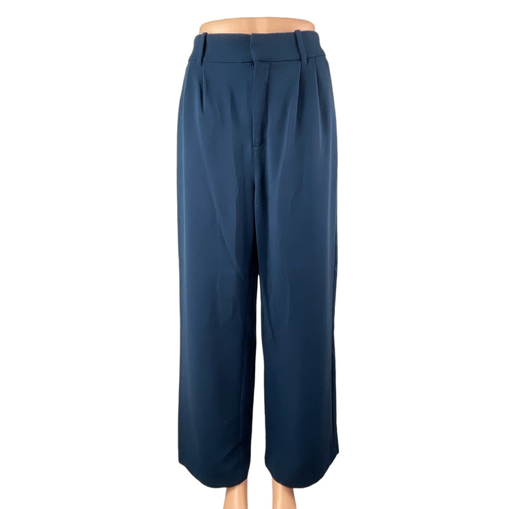 Abercrombie & Fitch Women's Navy Blue Wide Leg High Rise Trousers Pants Size M