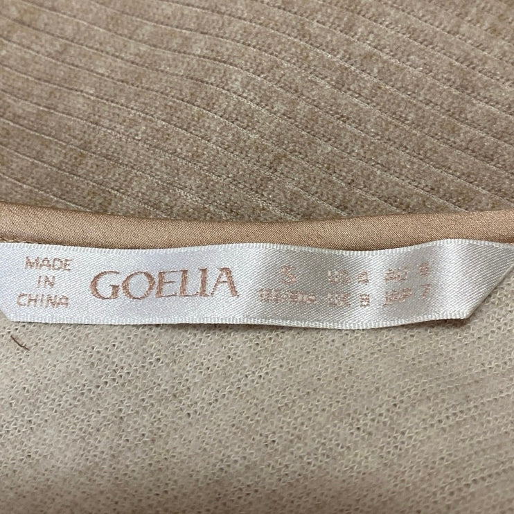 Goelia Brown Tan Rib Knit Asymmetric Hem Long Sleeve Pullover Sweater Top Size S