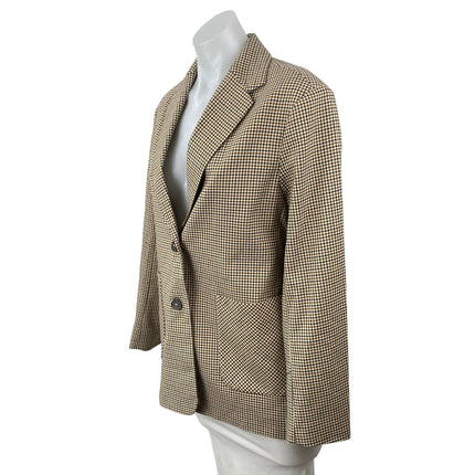 Oak + Fort Women's Plaid Check Notched Collar Long Sleeve Blazer Coat Jacket XS