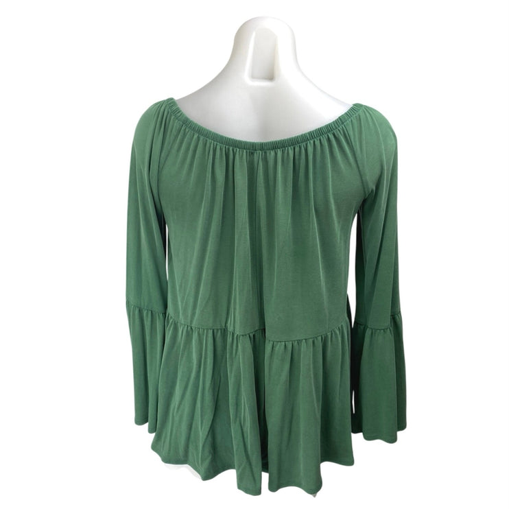 Urban Outfitters Kimchi Blue Green Bell Long Sleeve Peplum Blouse Top Size S
