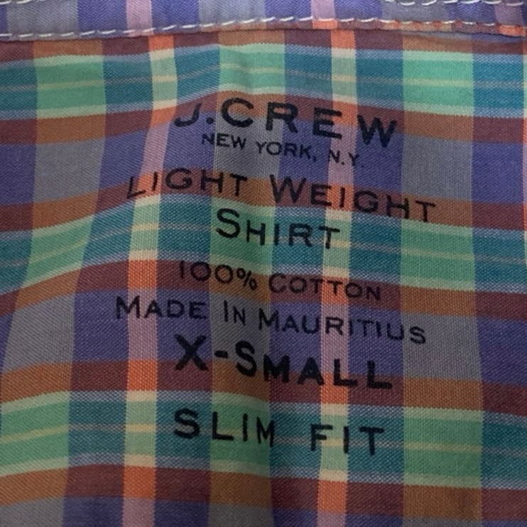 J.Crew Men's Multicolor Long Sleeve Plaid Lightweight Button Up Shirt Top Sz XS