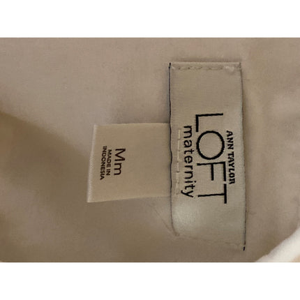 Ann Taylor LOFT Maternity White Collared Short Sleeve Button Down Shirt Top Sz M