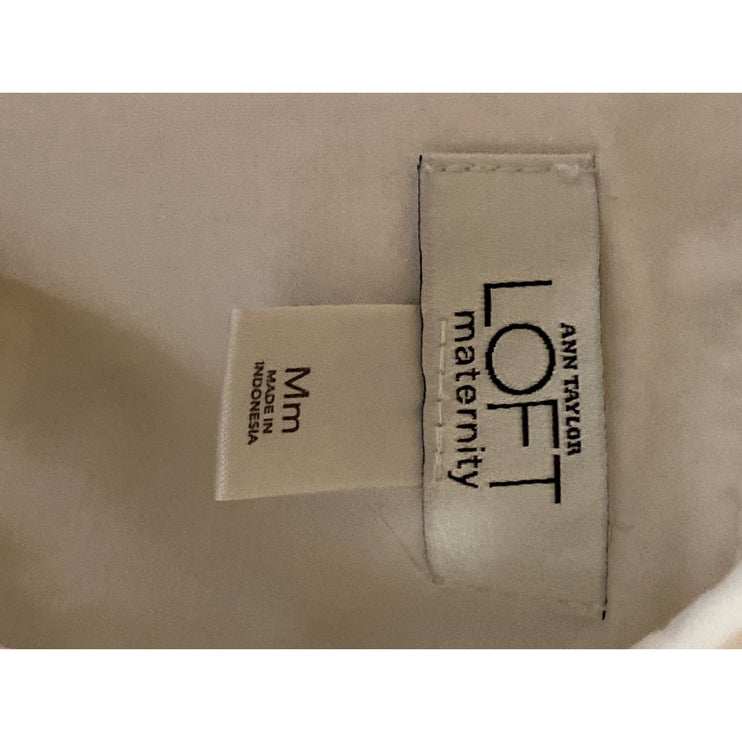 Ann Taylor LOFT Maternity White Collared Short Sleeve Button Down Shirt Top Sz M