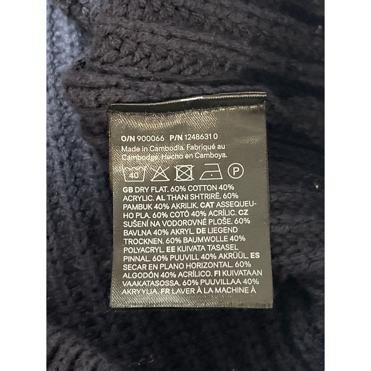 H&M Women's Navy Blue Ribbed Knit Long Sleeve Button Down Cardigan Sweater Top M