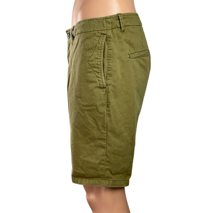 Scotch & Soda Mens Olive Green Low Rise Slim Straight Leg Chino Khaki Shorts 31
