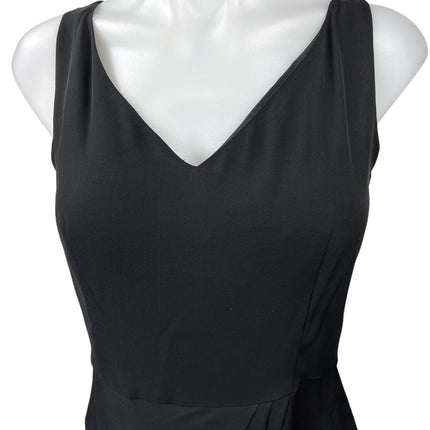 Theory Jinelle Black Sleeveless 100% Silk V-neck Peplum Blouse Tank Top Size S