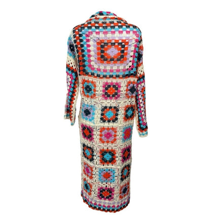 Anthropologie Pol Miss Mosaic Crochet Long Sleeve Open Cardigan Sweater Top OS