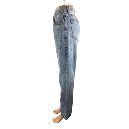 Princess Polly Women's Blue High Waisted Straight Leg Baggy Denim Jeans Size 2