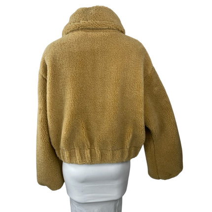 Free People Get Cozy Teddy Women's Brown Fleece Long Sleeve Bomber Coat Jacket S