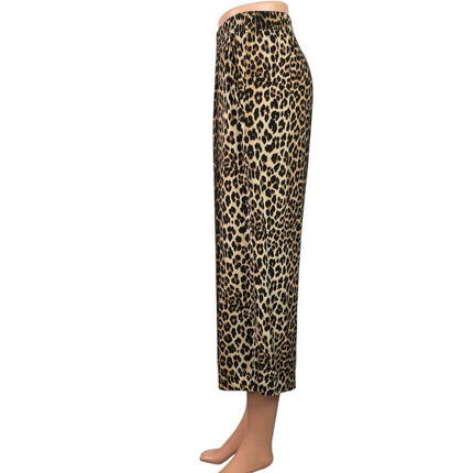 H&M Women's Tan Leopard Animal Print High Rise Baggy Cropped Wide Leg Pants 2